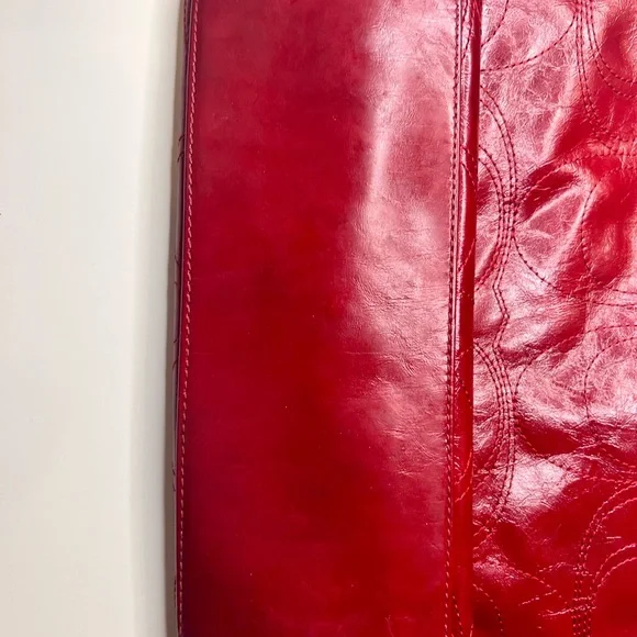 Coach red patent leather bright red tote purse OS - Picture 7 of 12